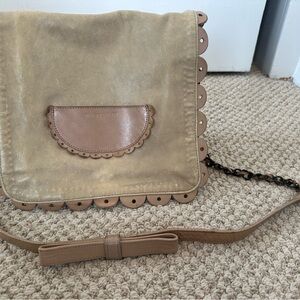 See By Chloe scalloped suede and leather crossbody in tan
